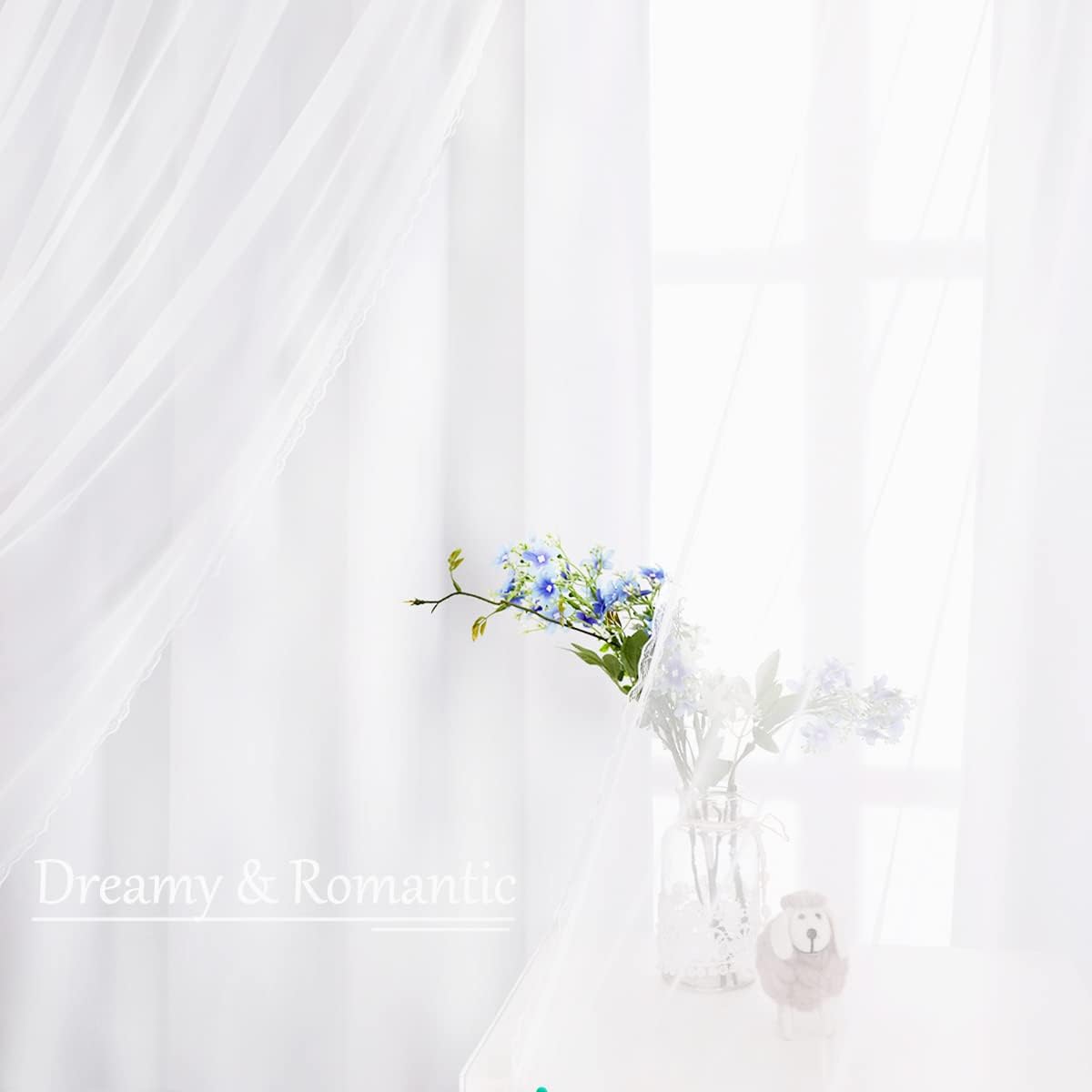White Grommet Curtains with Sheer 2 Panels