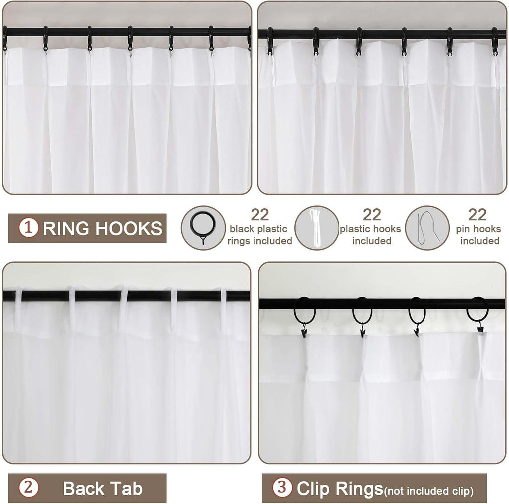 White Pinch Pleated Sheer Curtains 2 Panels