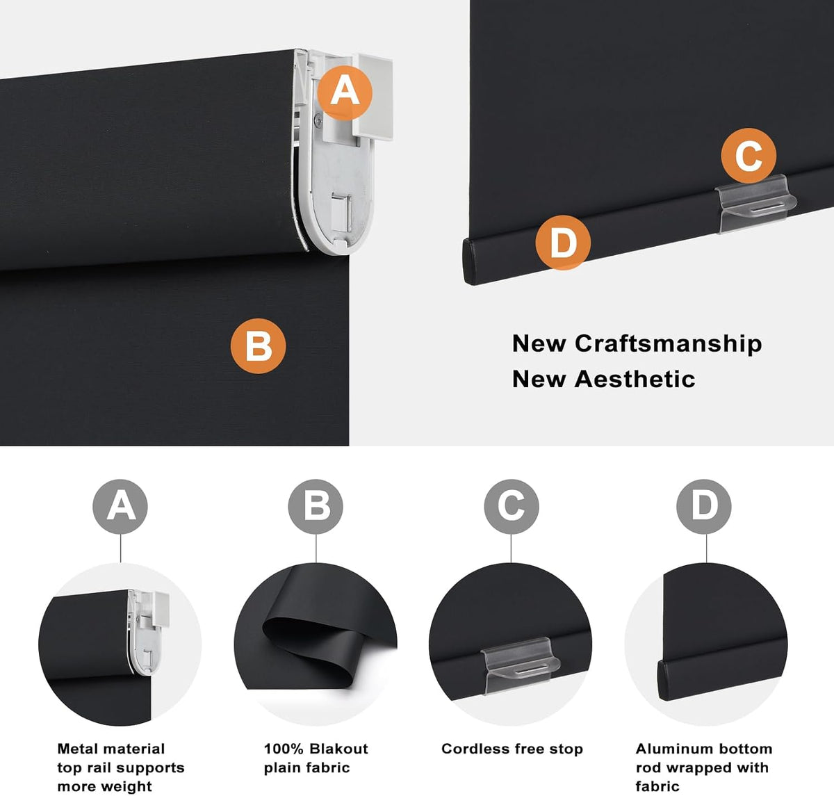No Drill Cordless Blackout Roller Shades