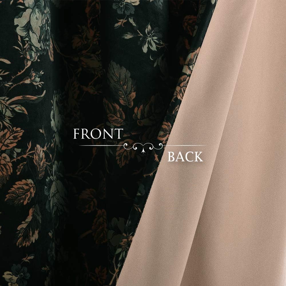 Retro Floral Velvet Curtains 2 Panels