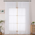 White Pinch Pleated Sheer Curtains 2 Panels