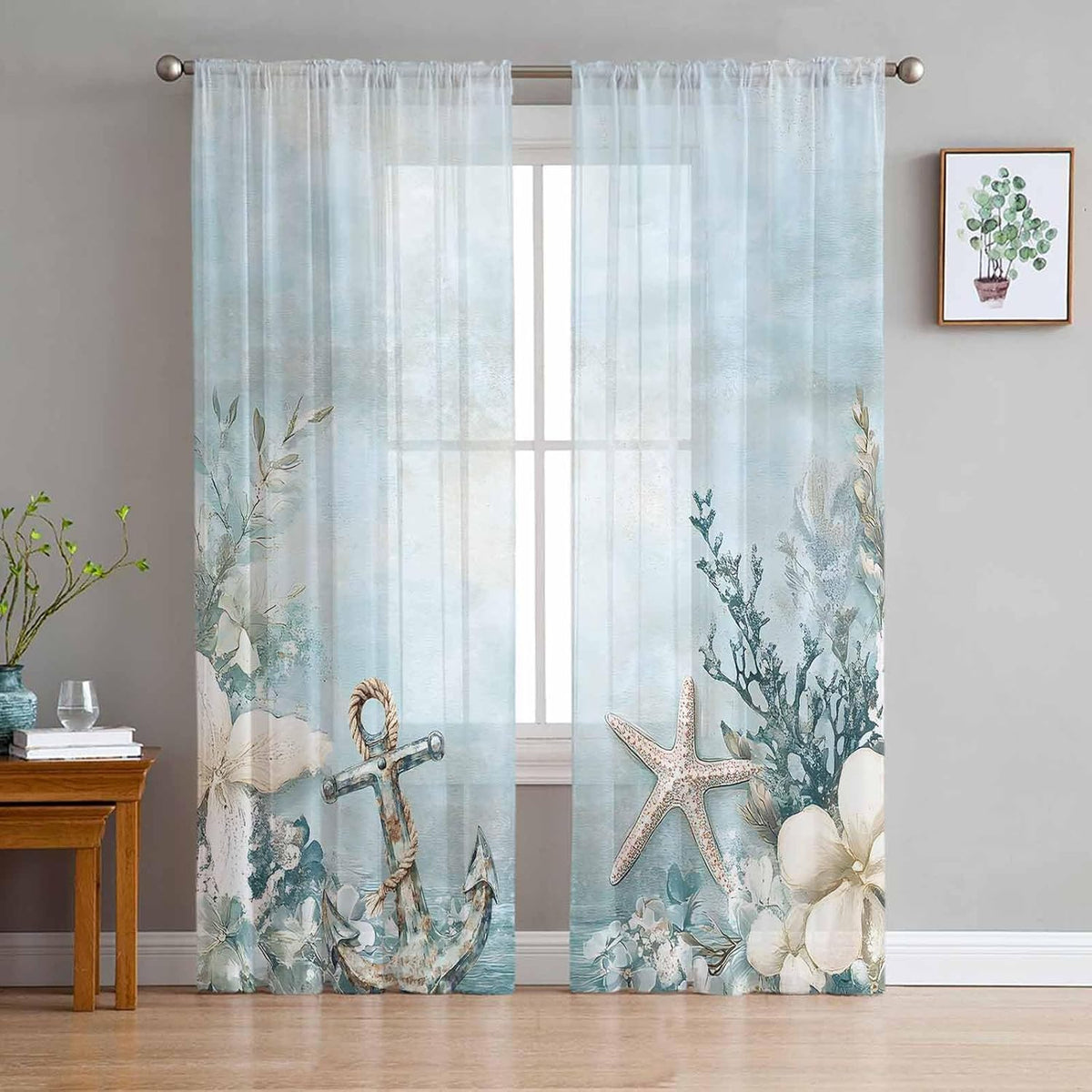 Nautical Sheer Curtains 2 Panels