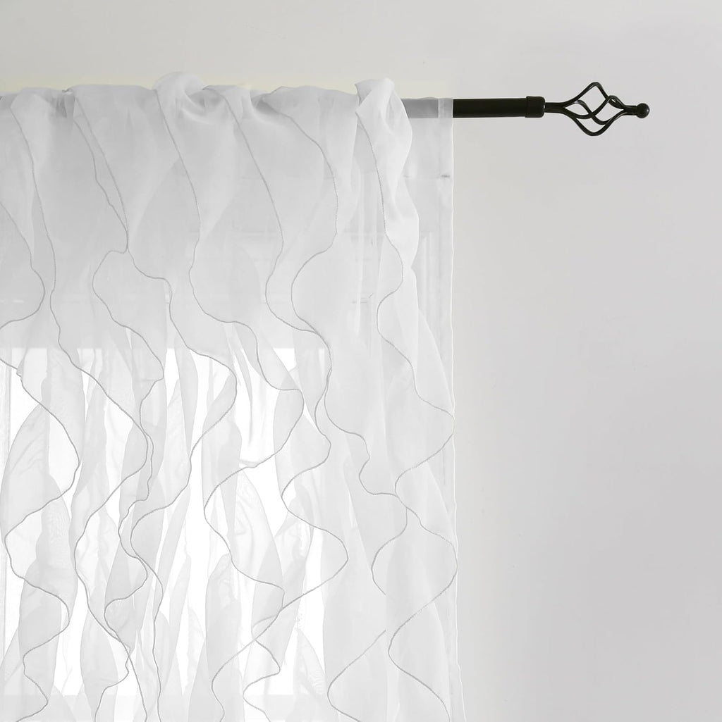 Cascade Ruffled Waterfall Sheer Curtains 2 Panels