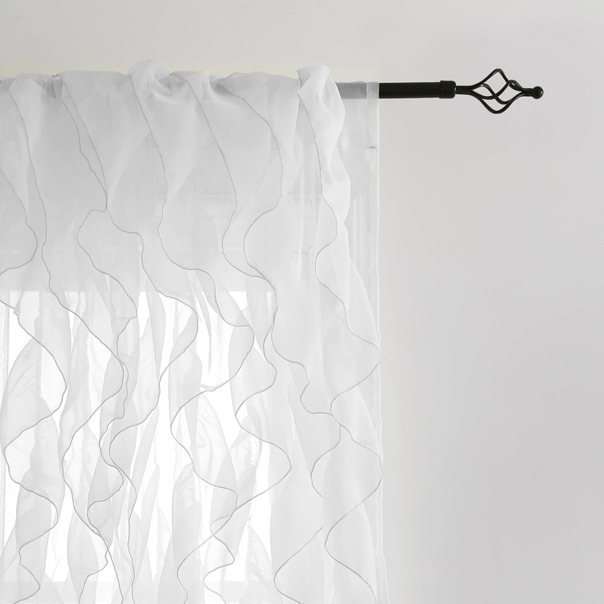 Cascade Ruffled Waterfall Sheer Curtains 2 Panels