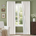 Linen White Back Tab Blackout Curtains 2 Panels