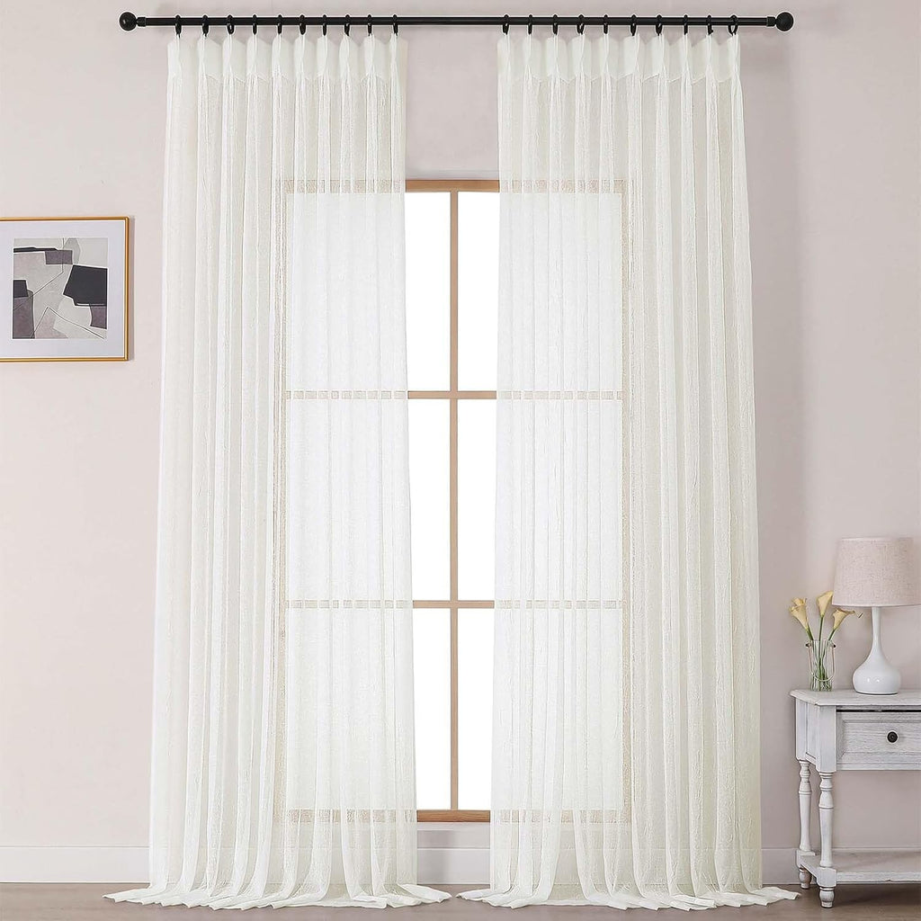 Crushed Pinch Pleated Sheer Curtains 2 Panels