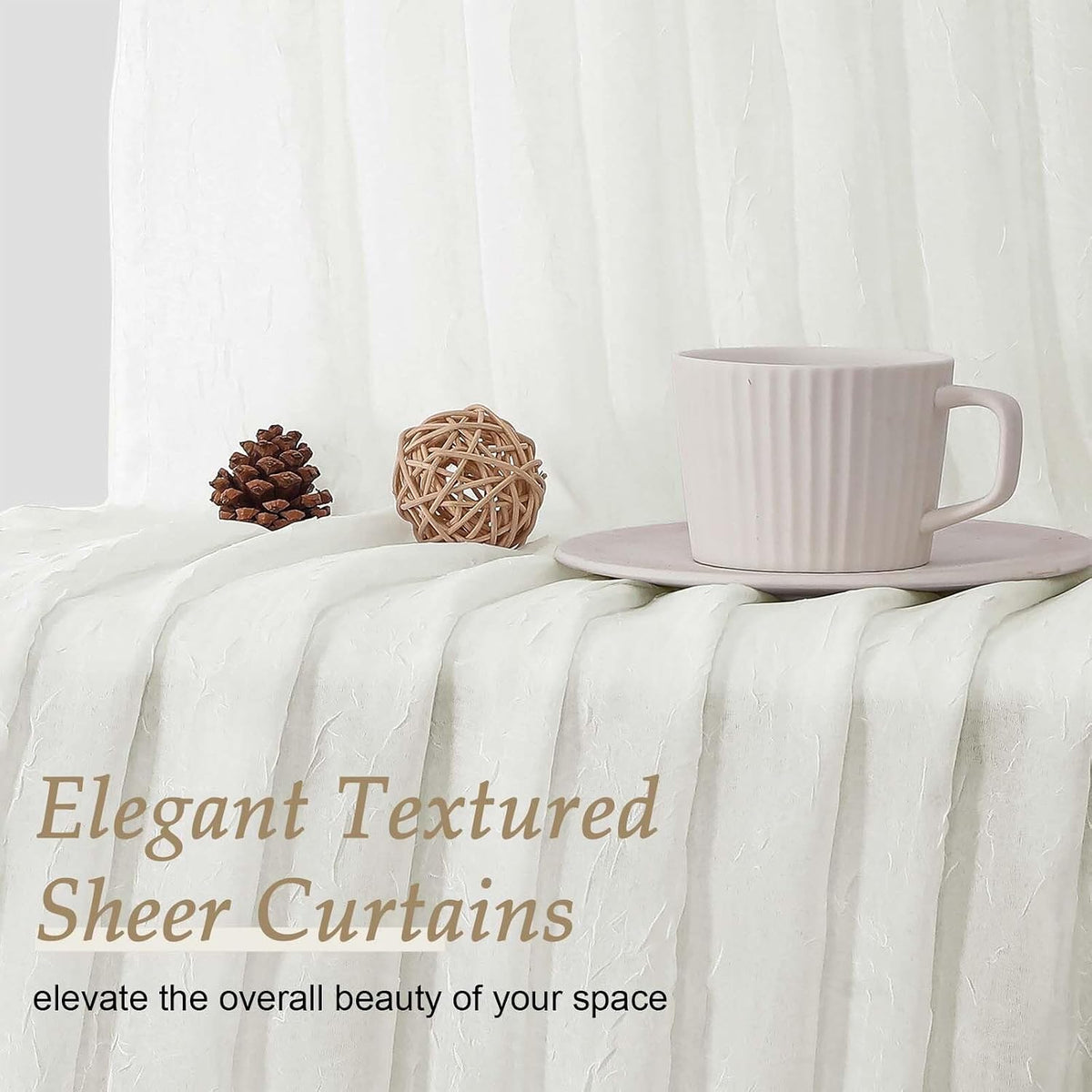 Crushed Pinch Pleated Sheer Curtains 2 Panels