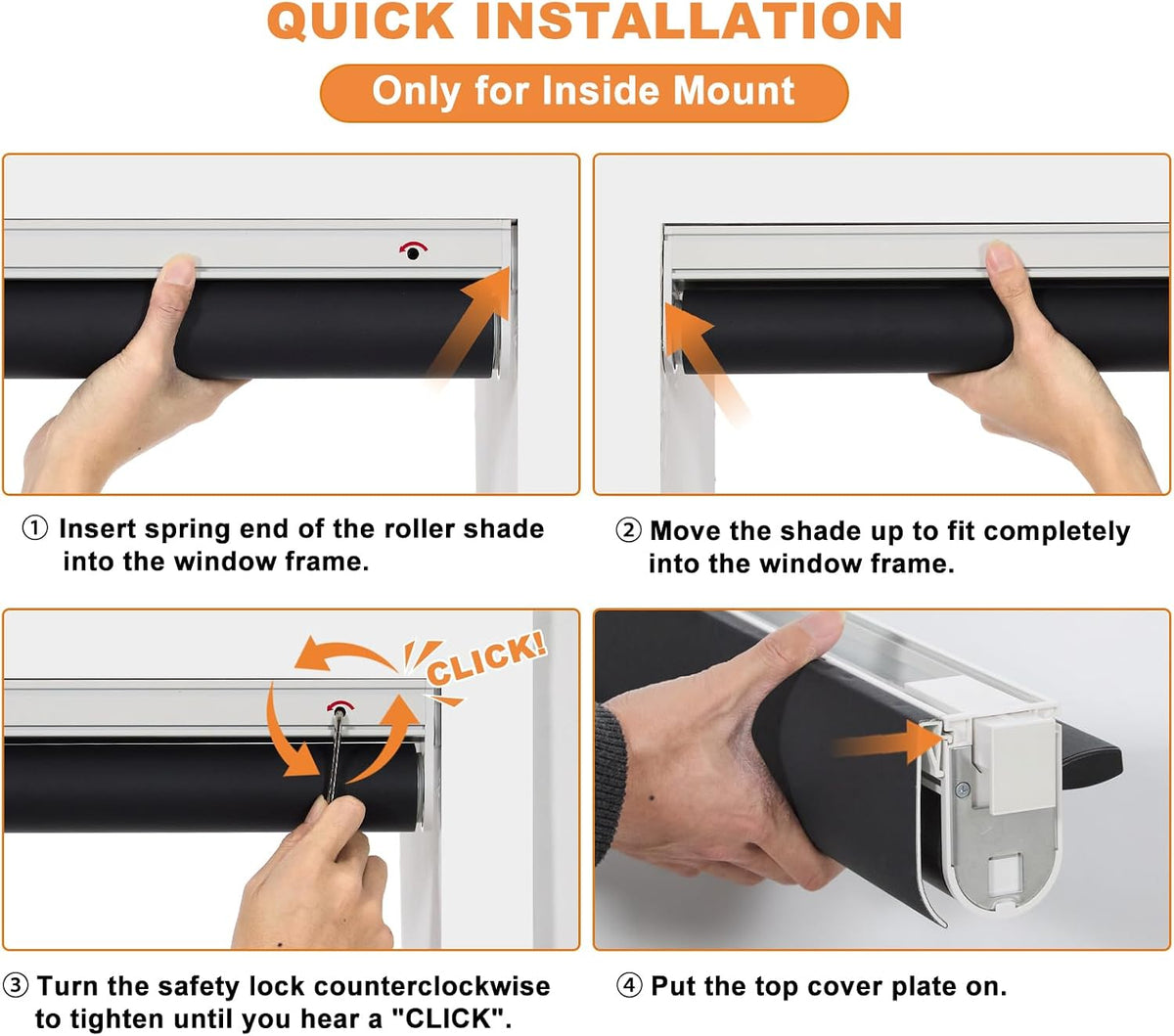 No Drill Cordless Blackout Roller Shades