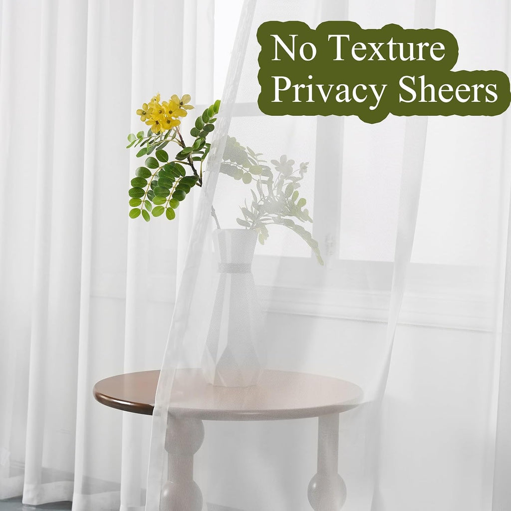 White Pinch Pleated Floor to Ceiling Sheer Curtains