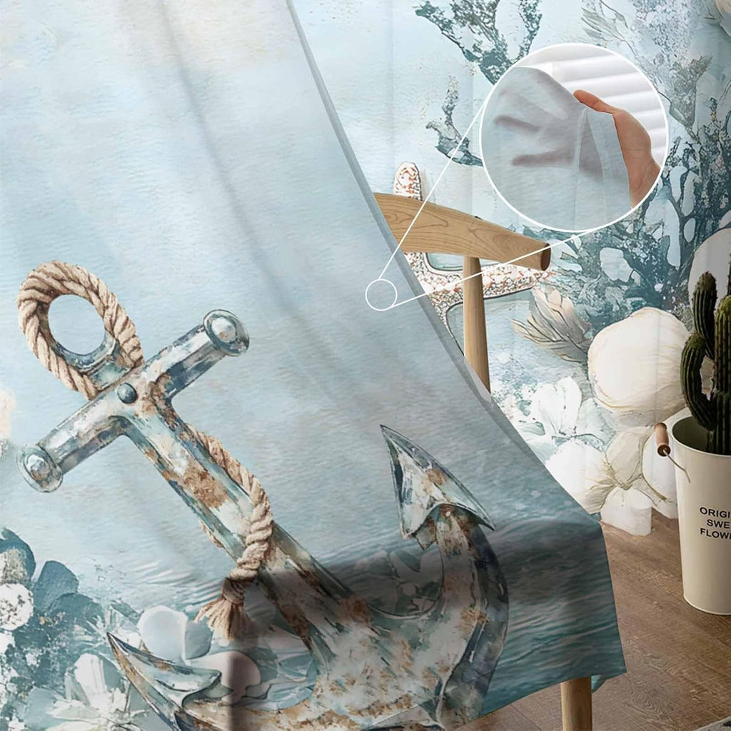 Nautical Sheer Curtains 2 Panels