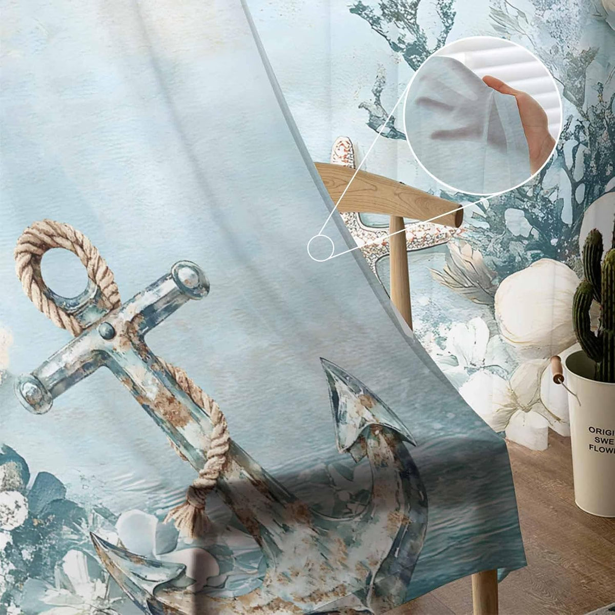 Nautical Sheer Curtains 2 Panels
