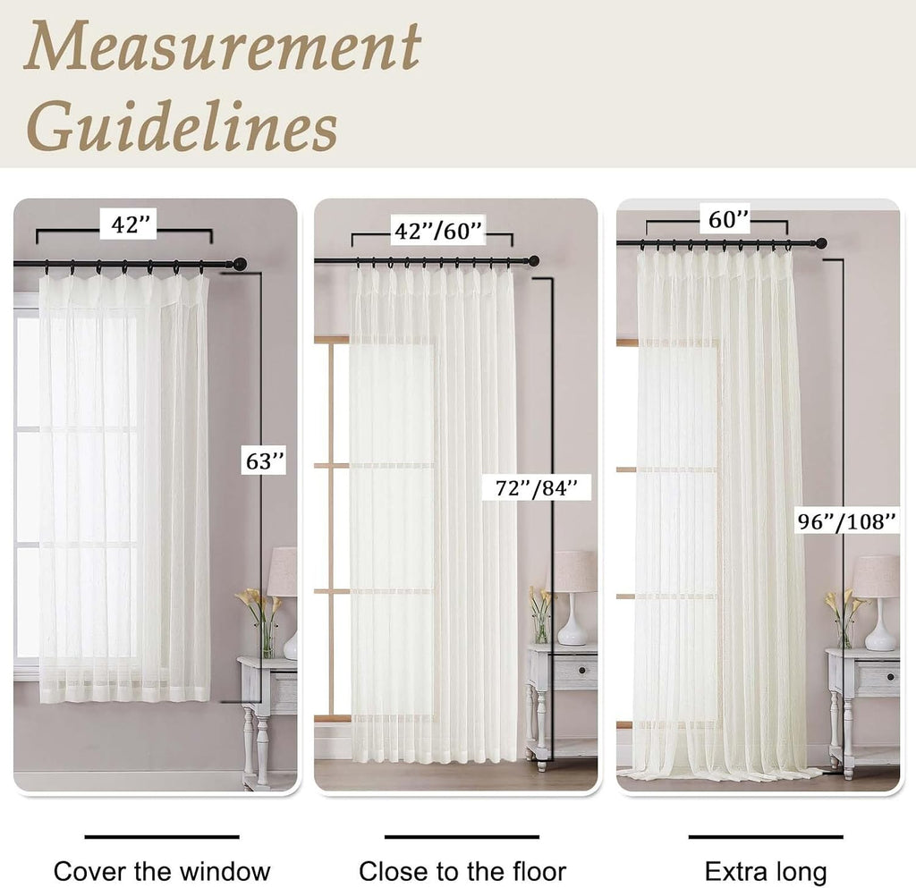 Crushed Pinch Pleated Sheer Curtains 2 Panels