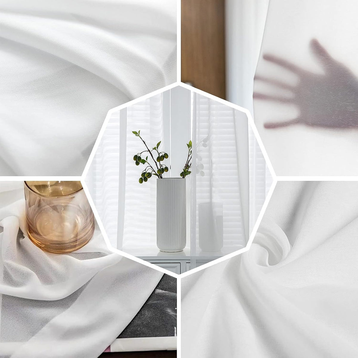 Dot Rod Pocket Semi Sheer Curtains 2 Panels