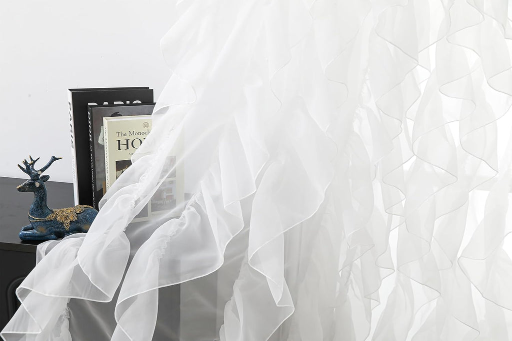 Cascade Ruffled Waterfall Sheer Curtains 2 Panels