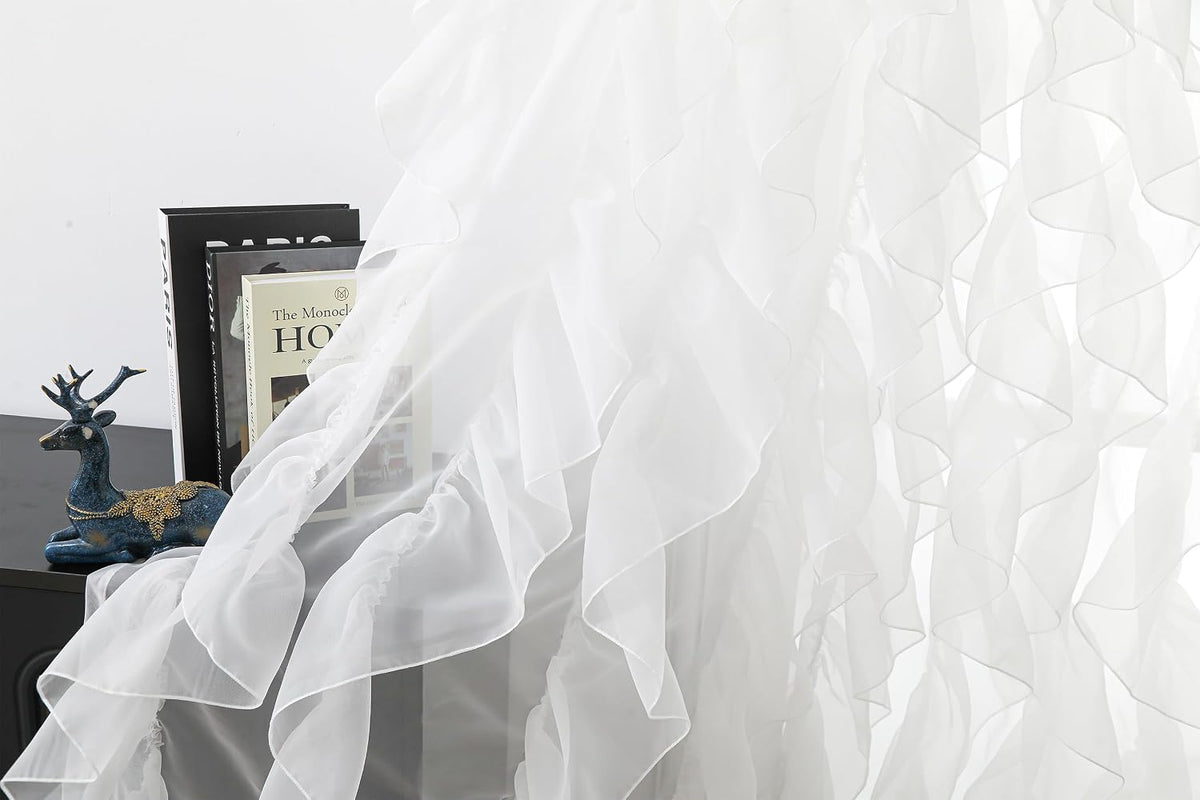 Cascade Ruffled Waterfall Sheer Curtains 2 Panels