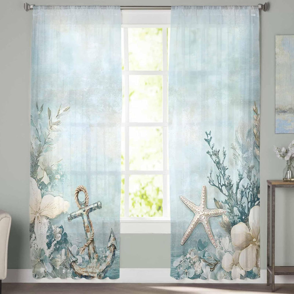 Nautical Sheer Curtains 2 Panels