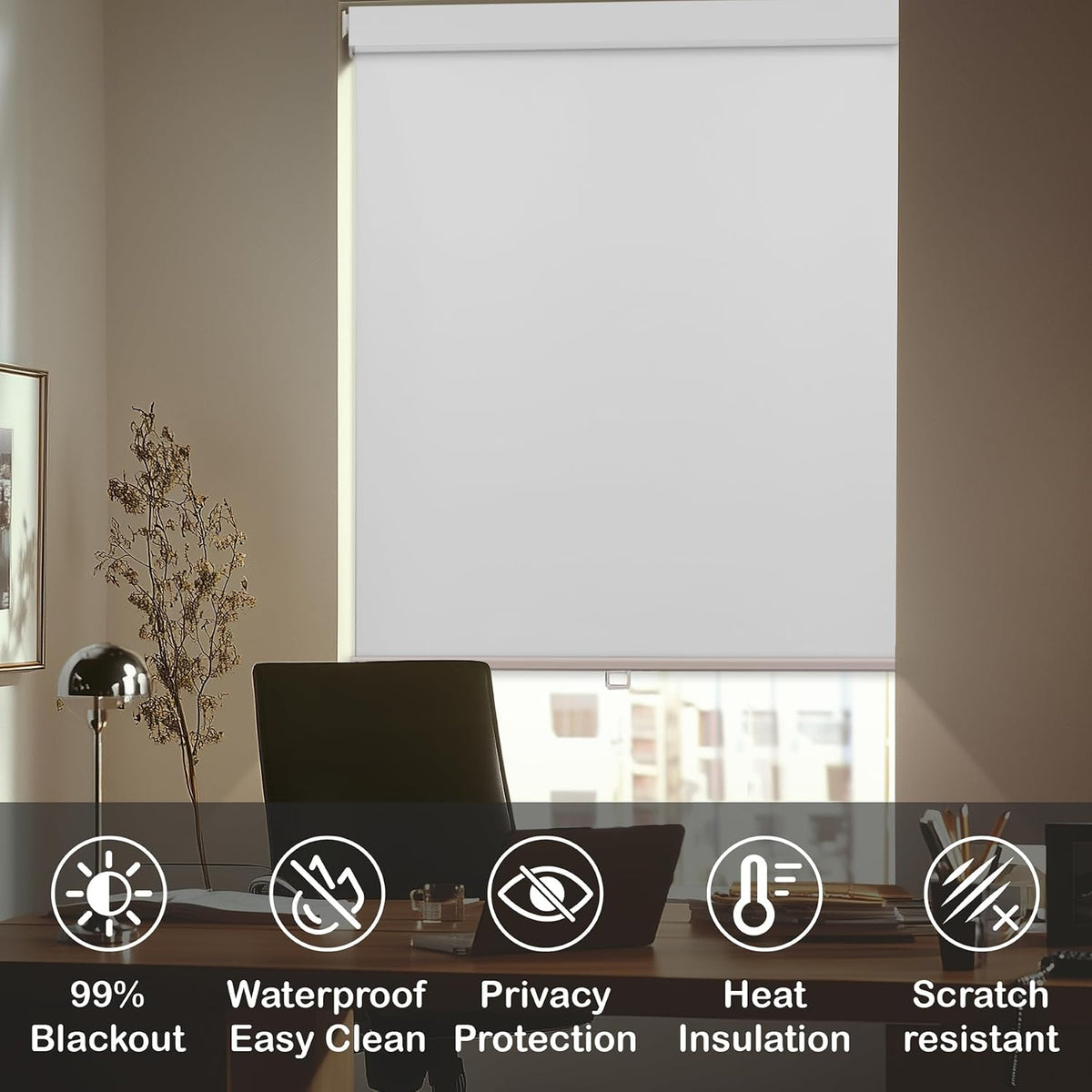 No Drill Cordless Blackout Roller Shades