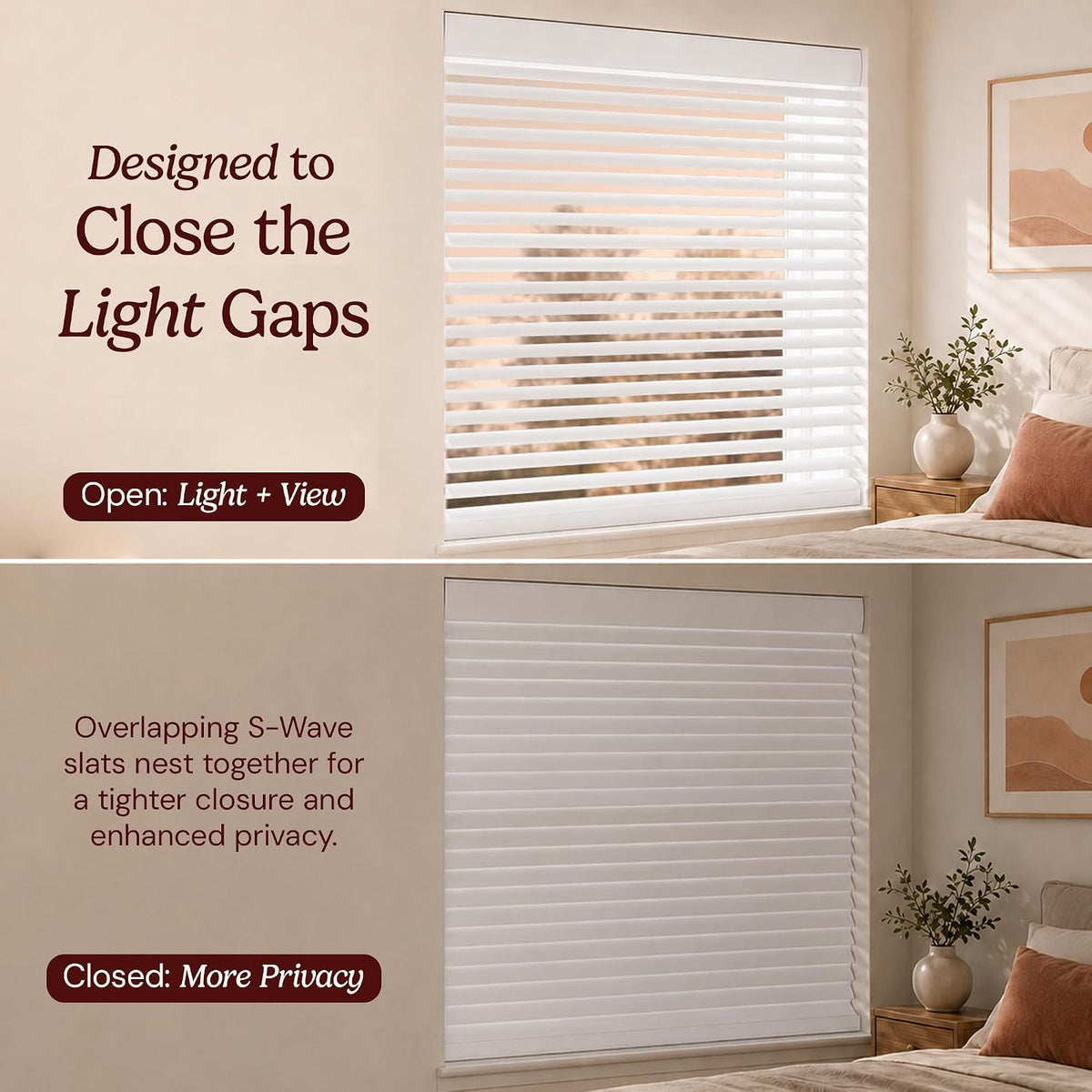 2" Cordless Faux Wood Blinds