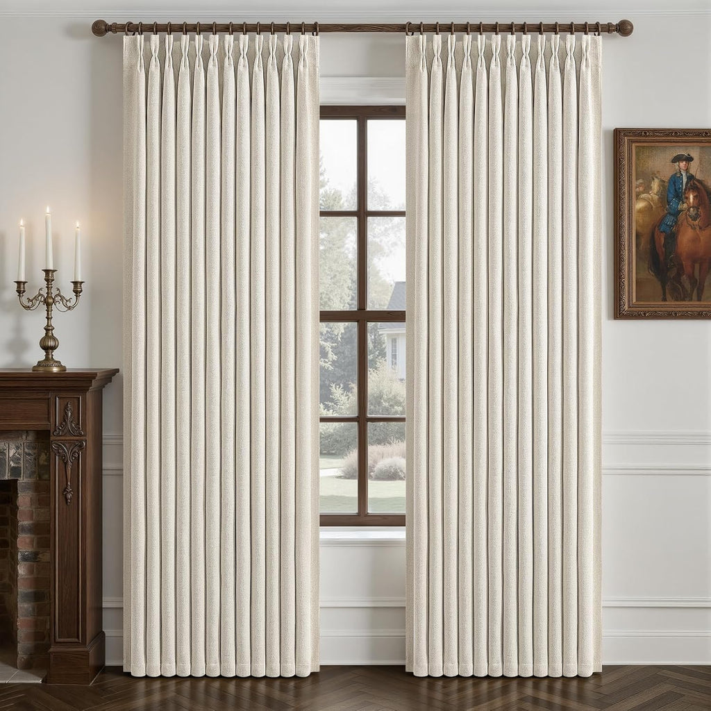Viral Pinch Pleated Linen Blackout Curtains 2 Panels