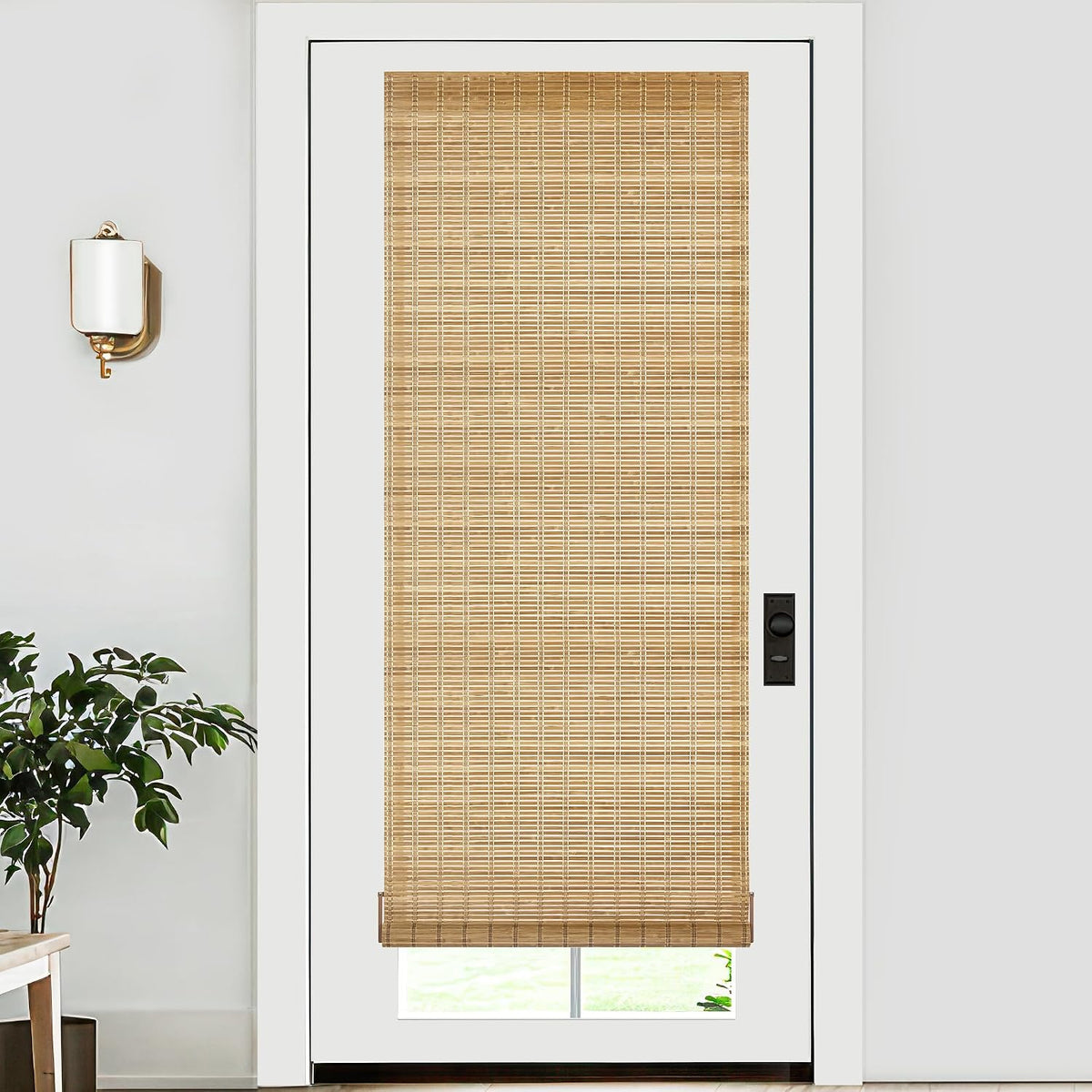 No Drill Bamboo Roller Shades