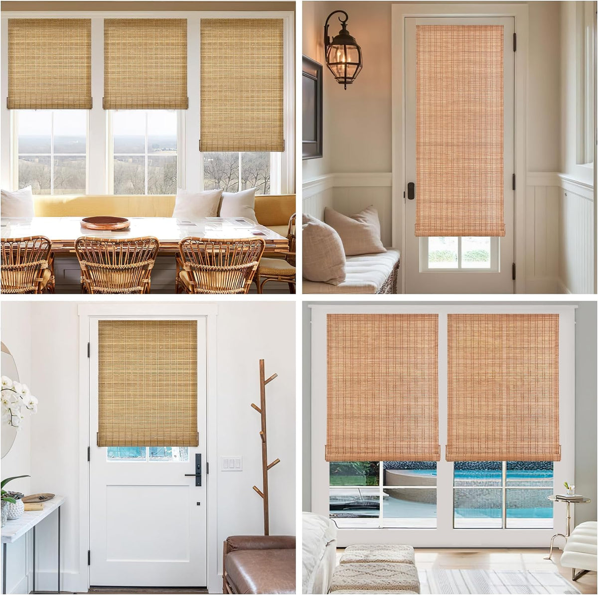 No Drill Bamboo Roller Shades