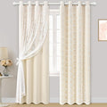 Double Layer Grommet Blackout Curtains 2 Panels
