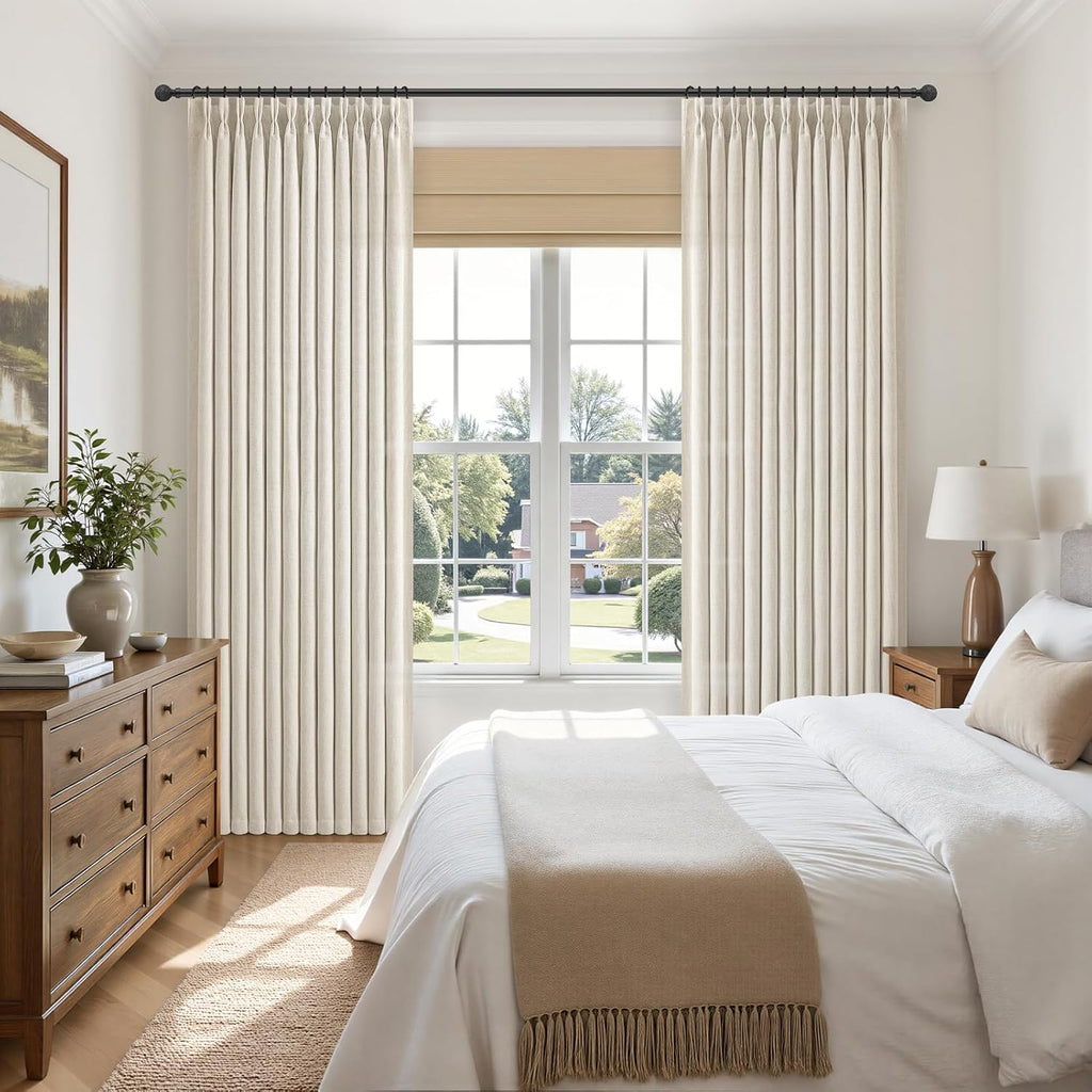 Viral Pinch Pleated Linen Blackout Curtains 2 Panels