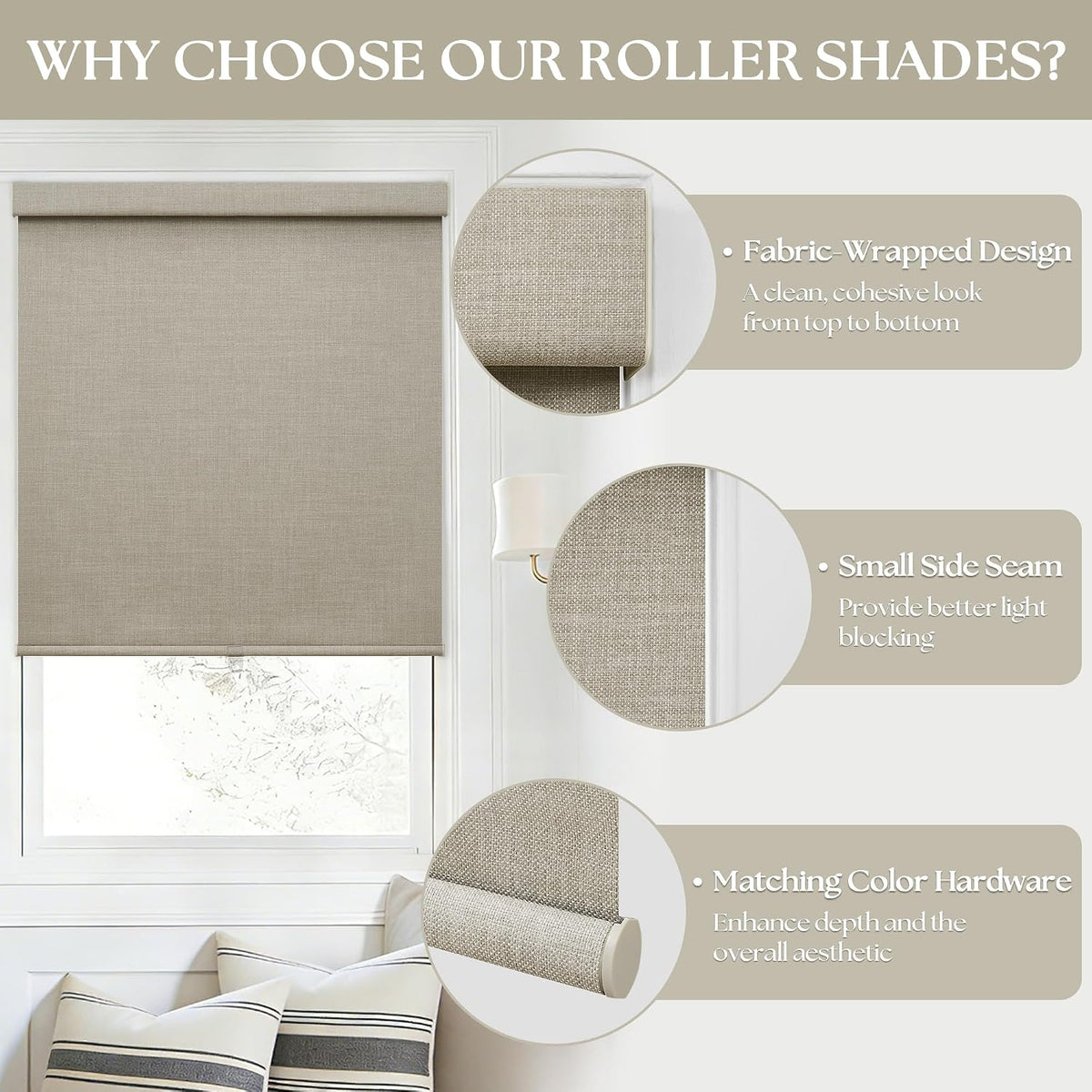 Extra Wide Cordless Blackout Roller Shades