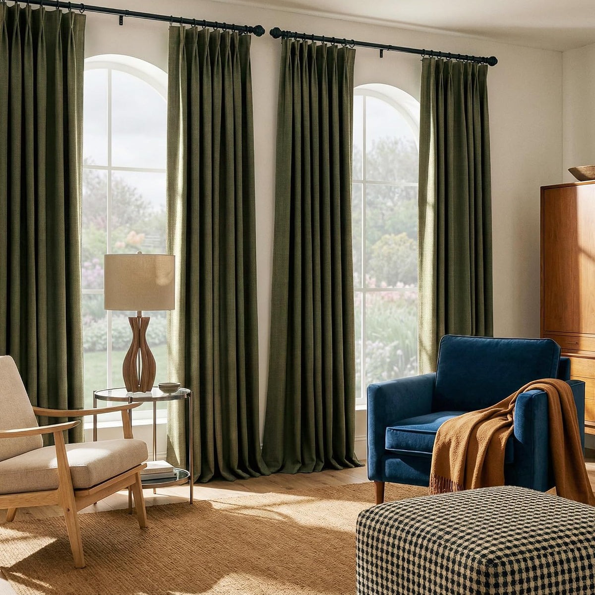 Pinch Pleated Linen Curtains with Hooks