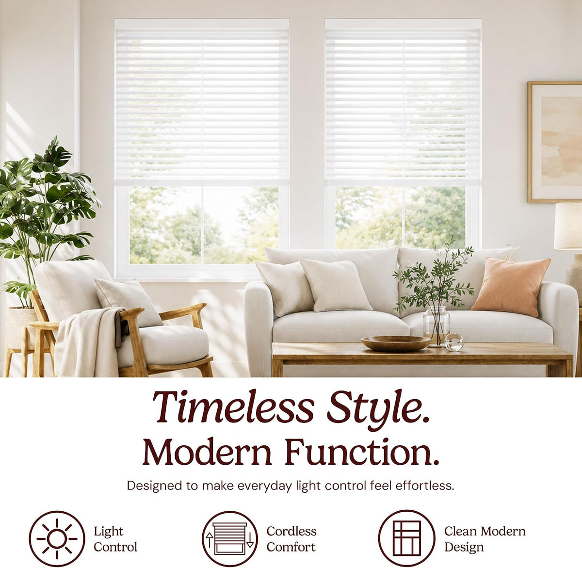 2" Cordless Faux Wood Blinds