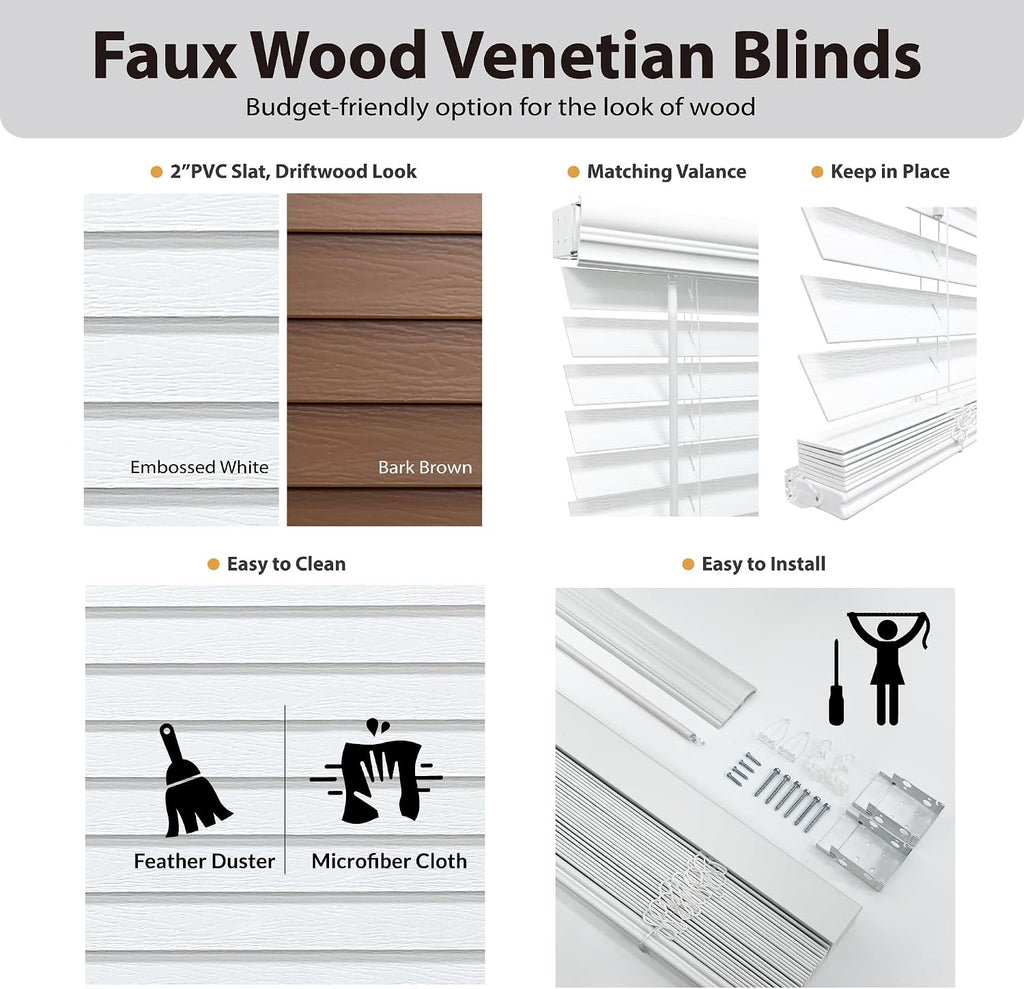 2" Cordless Faux Wood Blinds