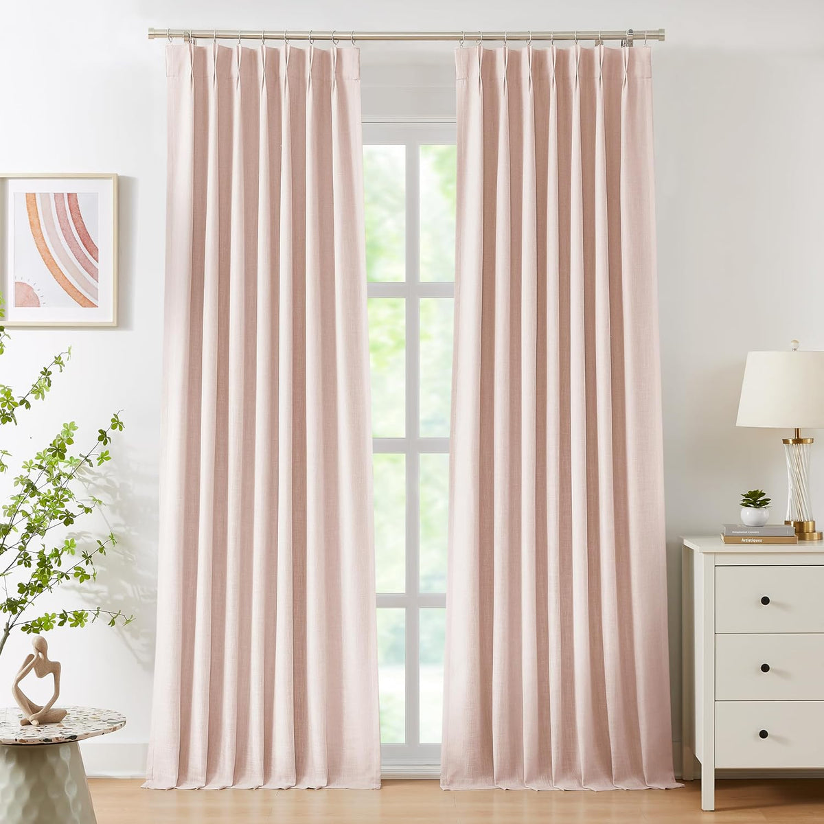 Pink Pinch Pleated Blackout Curtains 2 Panels