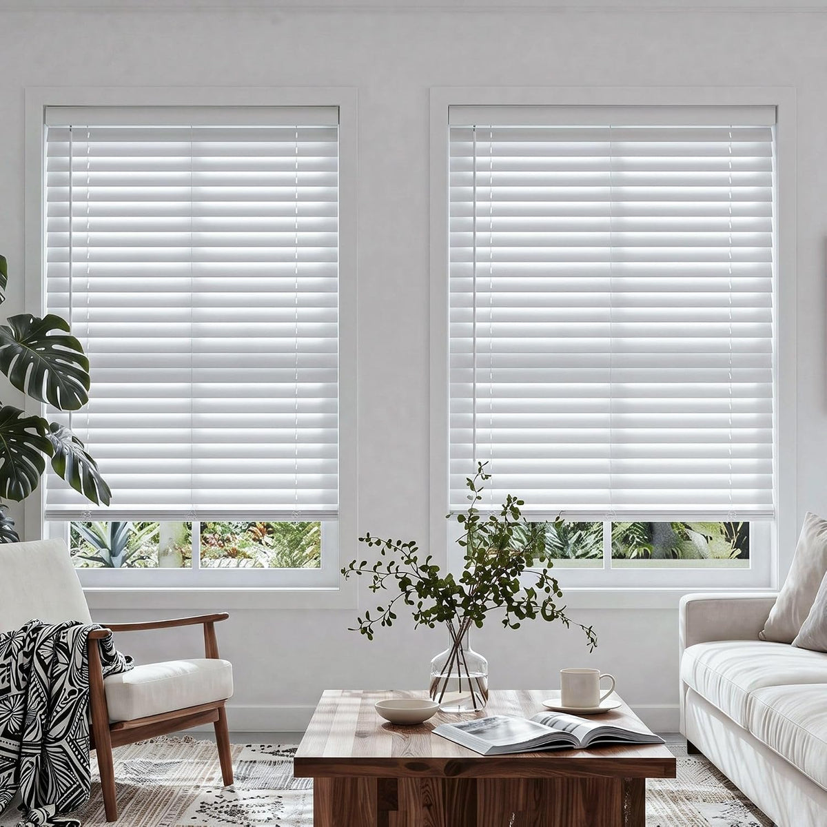 Cordless Faux Wood Blackout Blinds 94"W x 60"H