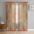 Boho Geometric Rod Pocket Semi Sheer Curtains 2 Panels