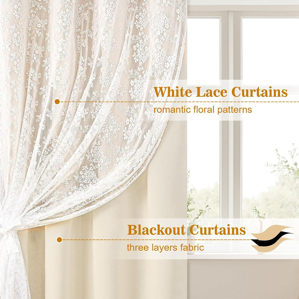 Double Layer Grommet Blackout Curtains 2 Panels