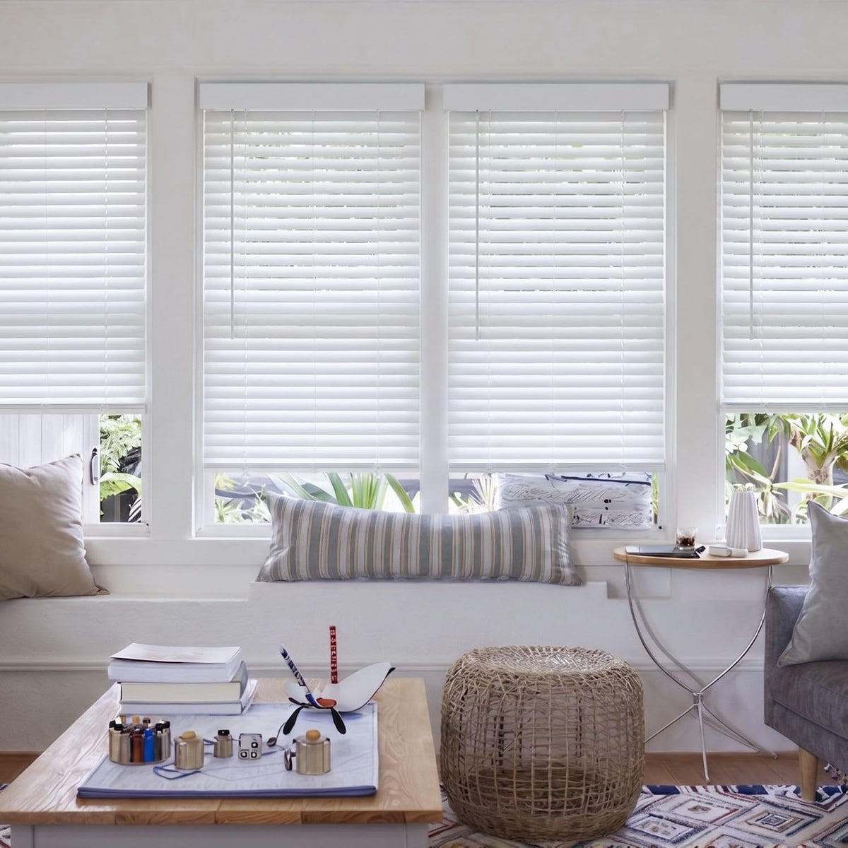 Cordless Faux Wood Blackout Blinds 94"W x 60"H