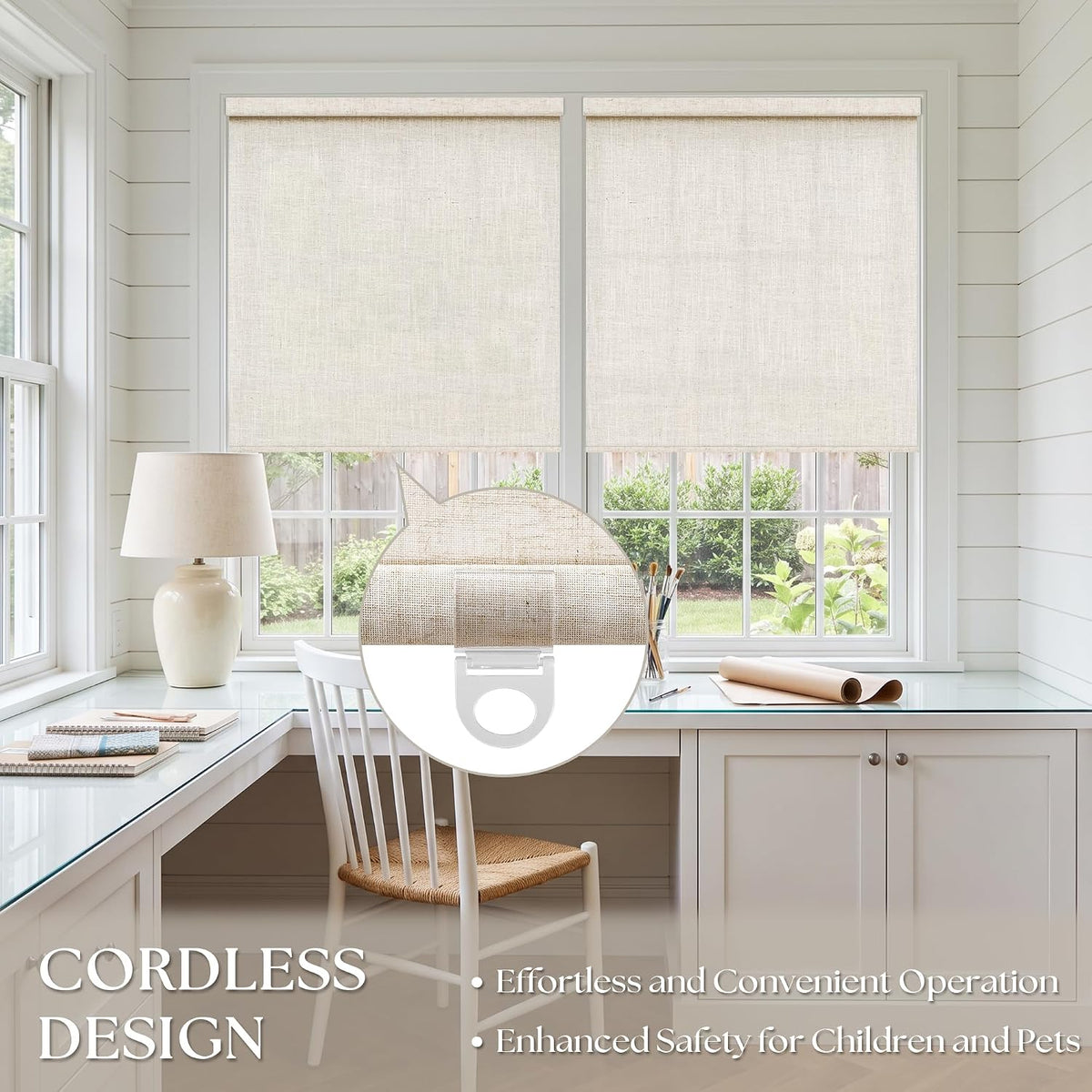 Natural Linen Cordless Light Filtering Shades