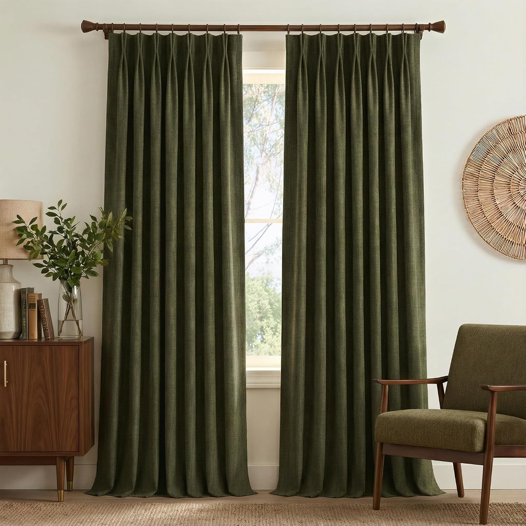 Pinch Pleated Linen Curtains with Hooks