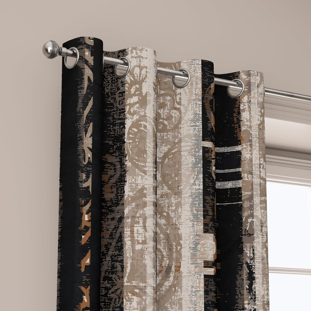 Black Abstract Blackout Curtains 2 Panels