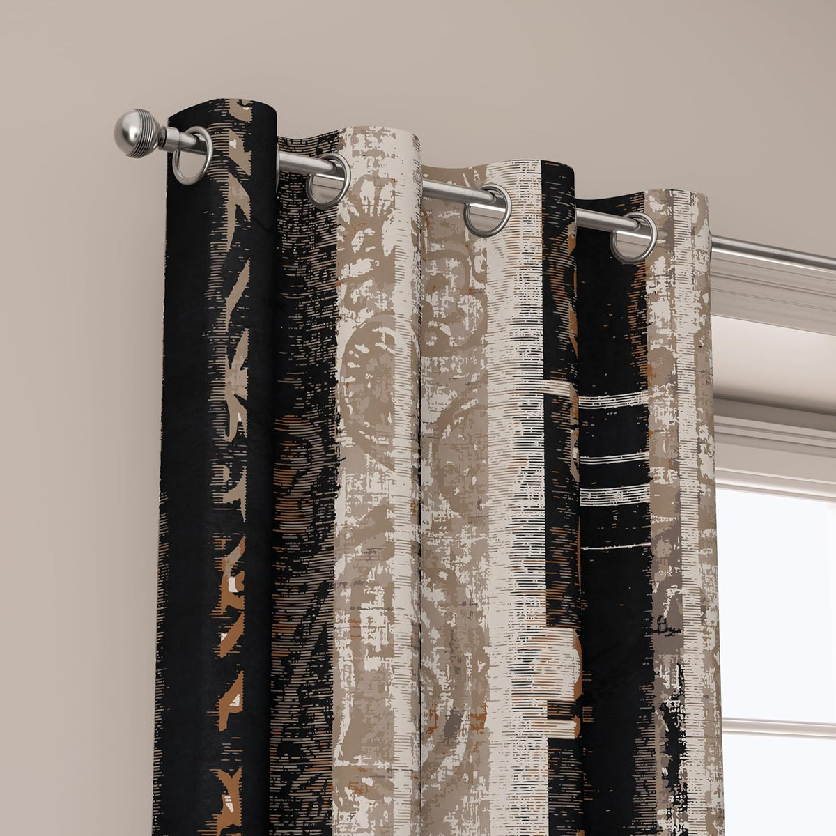 Black Abstract Blackout Curtains 2 Panels