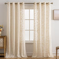 Boho Leaf Tufted Grommet Sheer Curtains