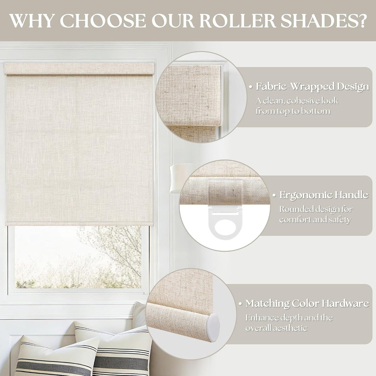 Natural Linen Cordless Light Filtering Shades