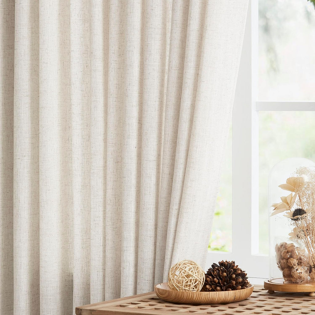Linen Pinch Pleated Semi Sheer Curtains 2 Panels