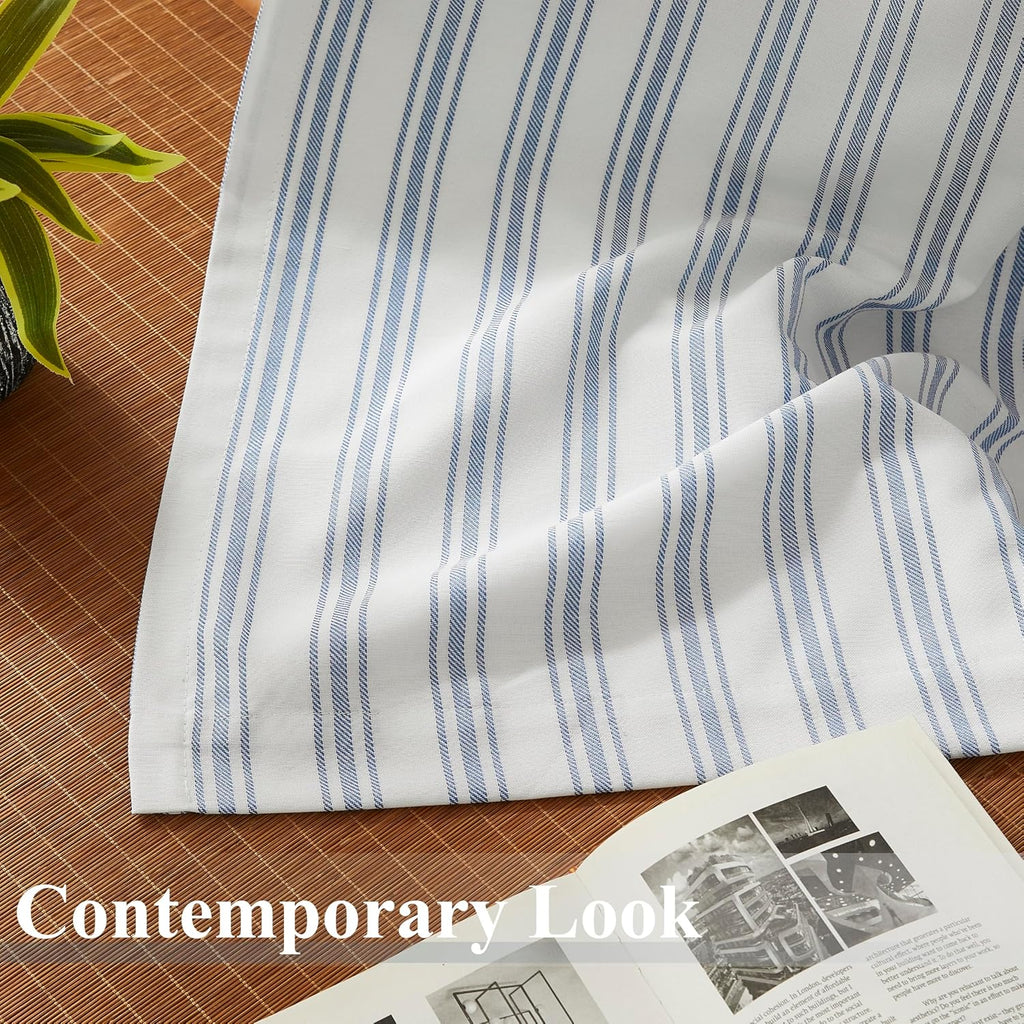 Blue Striped Blackout Curtains 2 Panels
